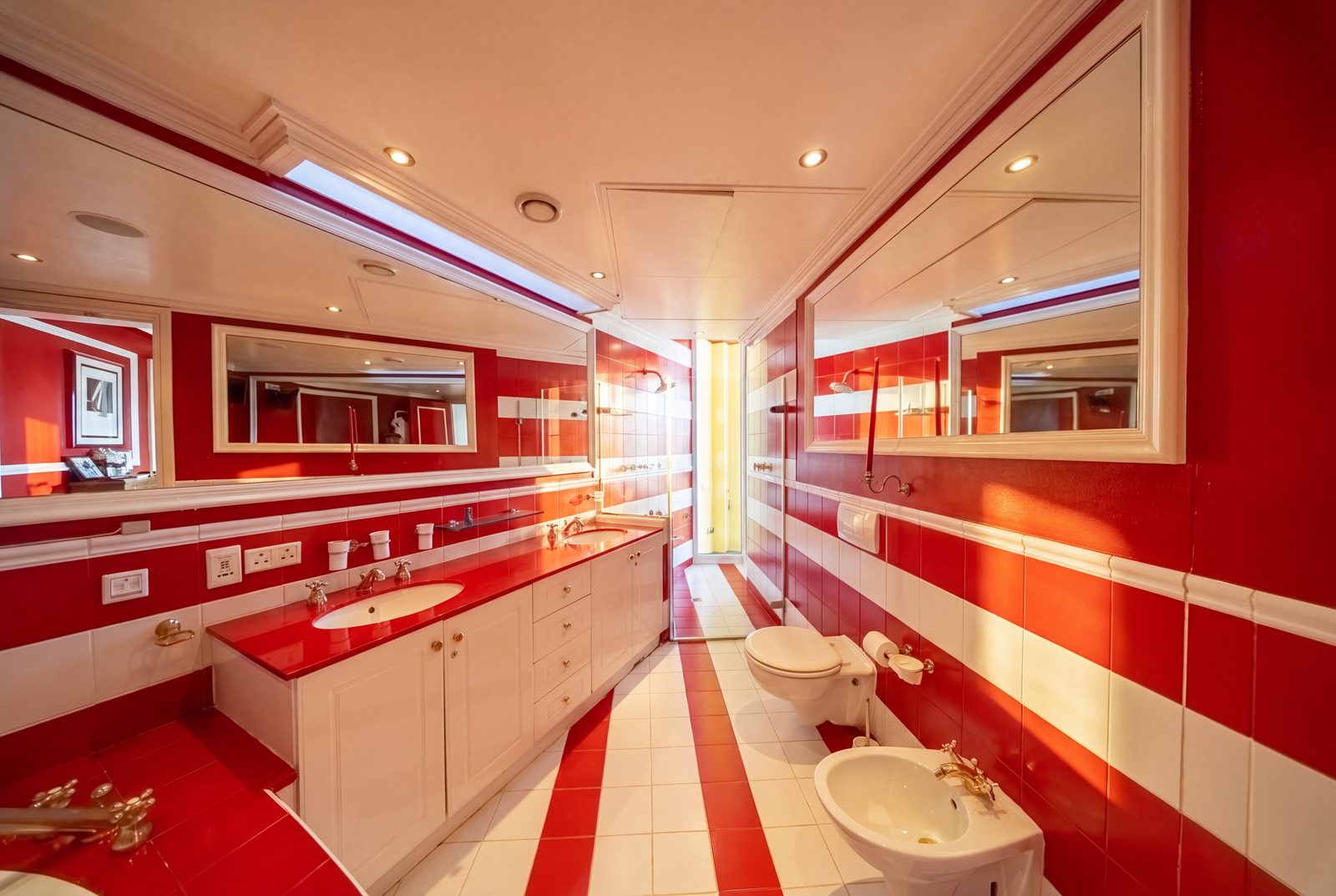 The primary en suite, twin basins and bidet